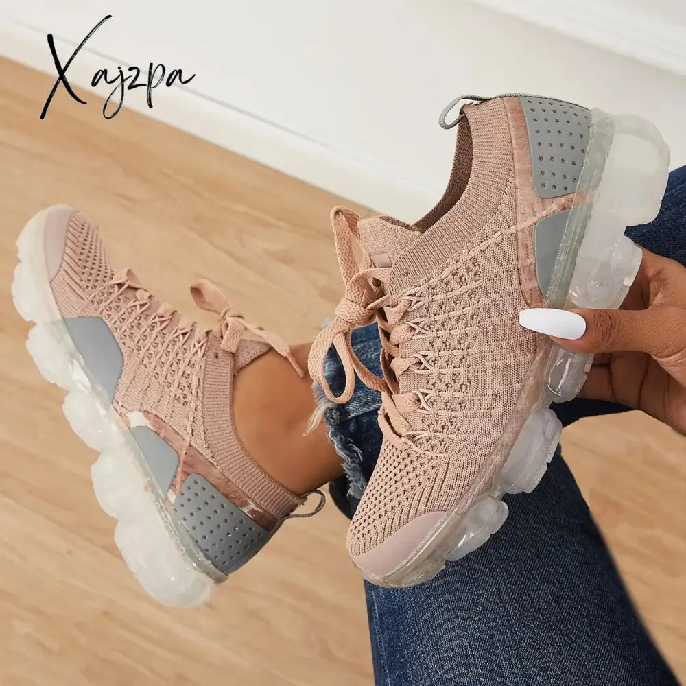 Xajzpa - Women Athletic Sneakers Running Shoes Breathable Sneakers Knit Walking Running Sneakers