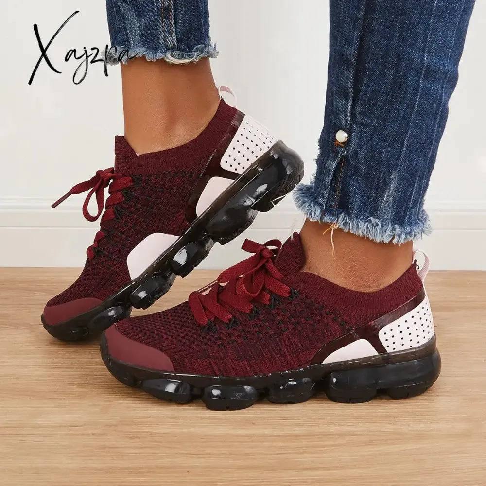 Xajzpa - Women Athletic Sneakers Running Shoes Breathable Sneakers Knit Walking Running Sneakers