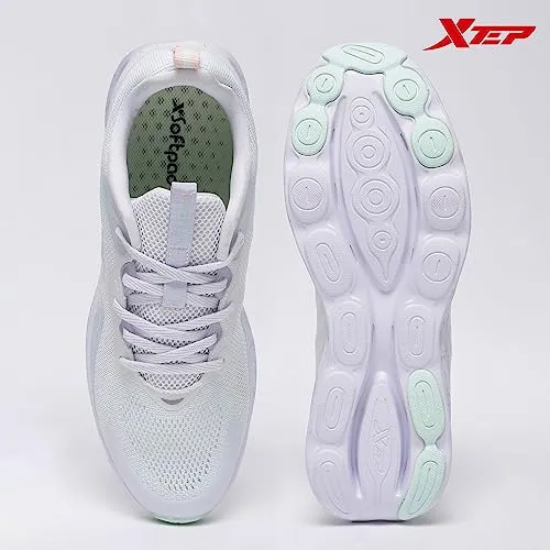 XTEP Off White & Green Reactive Coil Running Shoes for Women Euro 39