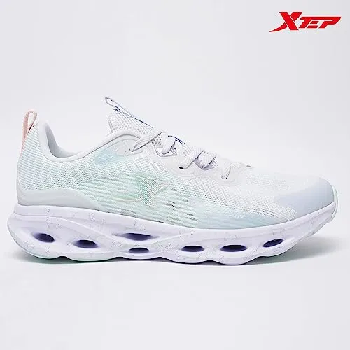 XTEP Off White & Green Reactive Coil Running Shoes for Women Euro 39