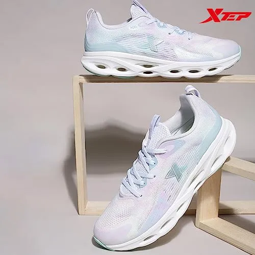 XTEP Off White & Green Reactive Coil Running Shoes for Women Euro 39